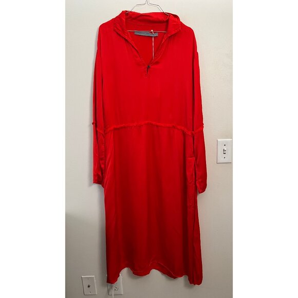 RAQUEL ALLEGRA RED GHOST RANCH MATTE RAYON SATIN DRESS - Picture 1 of 7